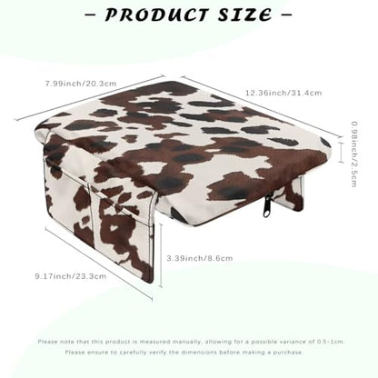 Wanyint Black Brown Cow Print Car Center Console Armrest Cover Anti-Slip Armrest Storage Box Mat Anti-Scratch Middle Console Pad Protective Cover Universal Fit Most Vehicle, SUV, Truck - color: Black Brown Cow Print