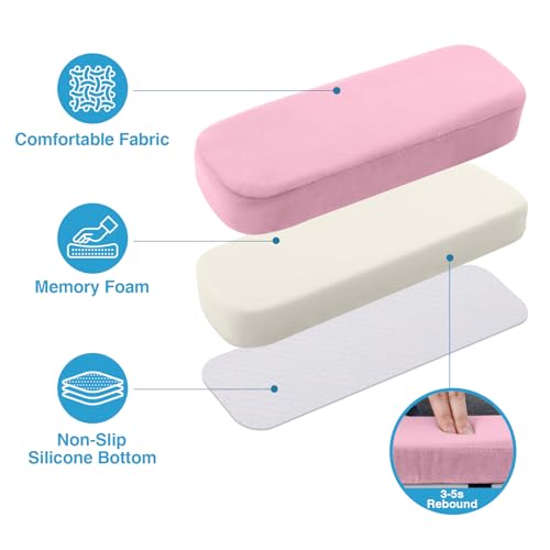 Smiry Ergonomic Office Chair Armrest Pads, Memory Foam Arm Rest Covers, Non-Slip Armrest Cushion with Adjustable Buckles and Straps, Elbow Relief for Desk, Gaming & Wheelchair (Pink, Set of 2) - color: Pink
