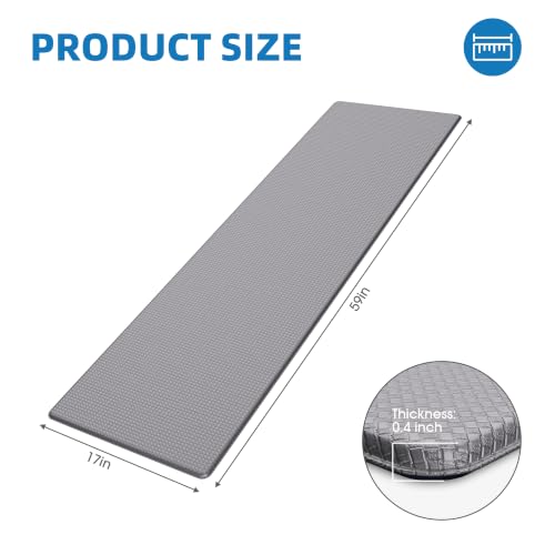 Kitchen Mats for Floor - 17"x59" Anti Fatigue Mats for Kitchen Floor - Non Slip Cushioned Rugs for Standing - Grey - color: Grey, size: 1pc: 17" x 59" x 0.4"