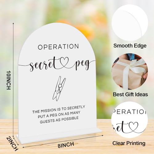 Wedding Peg Game Sign Operation Secret Peg Decor Wedding Bridal Shower Party Game Sign Engagement Table Desk Decoration - color: secret peg