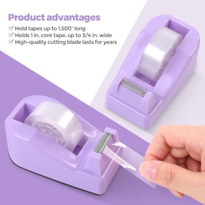 SKYDUE Purple Office Supplies Set, Purple Office Desk Accessories 10PCS, Pencil Holder for Desk, Stapler, Tape Dispenser, Scissors, Ruler, Binder/Paper Clips and 1000pcs Staples,Desk Supplies Set - color: Purple