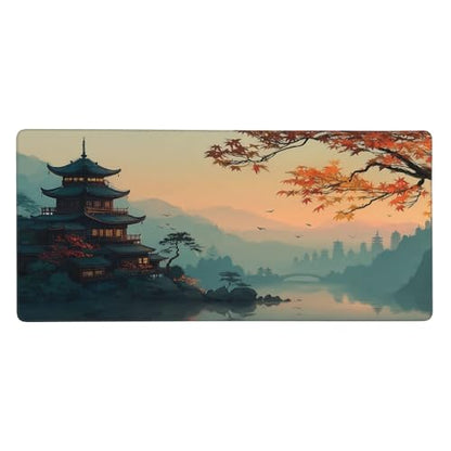 Large Japanese Ancient Building Landscape Design, Mouse Pad, XXL Extended Gaming Keyboard Mat,Waterproof Anti-Slip Rubber Base, Laptop Desk Protector 35.4 x 15.7 Inches - color: Chinese Style Ancient Building