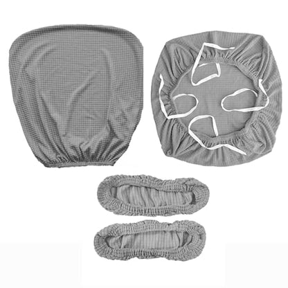 HAPPYDOG 4 Pcs Office Chair Covers Set Stretchable Protective Rotating Computer Chair Seat Covers with Armrest Covers (Light Grey) - color: Light Grey
