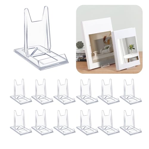 12 Pack Clear Acrylic Desktop Adjustable Display Stand & Book Holder for Phone Magazine Picture Comic Album CD Postcard Artwork Plate Clutch Bag - Home Office back to School