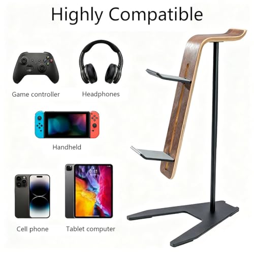 Controller Stand and Headphone Stand, Creative Wooden Controller Holder for Game Room Décor, Controller Stand for Desk, Fit Xbox, PS4, PS5