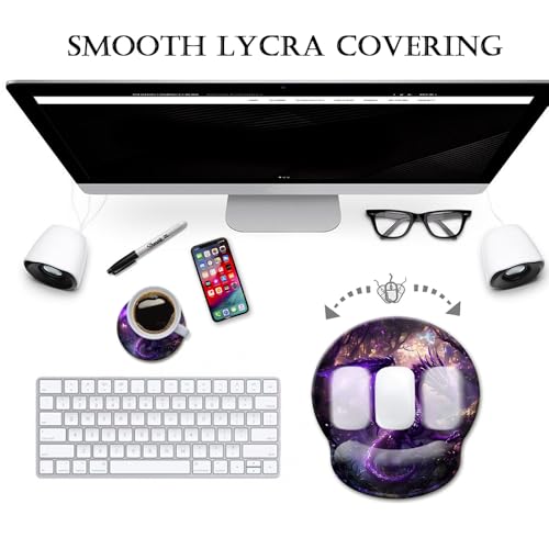 HOPONY Mouse Pad with Wrist Rest,Ergonomic Mouse Pads Wrist Support for Desk,Large Mousepad for Wireless Mouse Gaming Laptop Work Home Desk Accessories Office Supplies Decor,9 x 10 in,Purple Dragon - color: 2 Purple Dragon