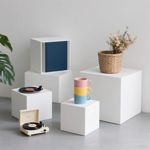 6Pcs Buffet Risers, Food Risers for Buffet Table, Acrylic Display Stands for Party Catering Desset Jewelry Collectibles, Acrylic Cube Boxes with Hollow Bottoms White(10"-9"-8"-7"-6"-5") - size: 10"-9"-8"-7"-6"-5"