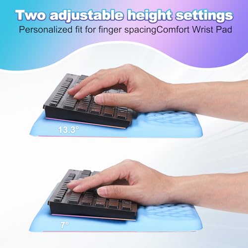 PATIKIL Computer Keyboard Stand with Wrist Rest, Computer Wrist Support Pad, Keyboard Stand Riser Holder Pad for Office Desk Gaming Home, Blue and Silver - color: Blue and Silver
