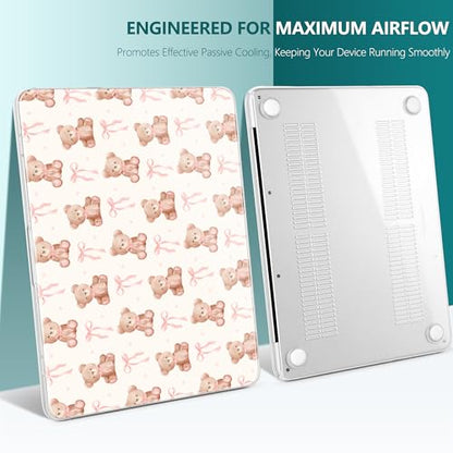 DONGKE Compatible with MacBook Neo 13 Inch Case 2026 A3404 A18 Pro chip & Touch ID, Plastic Hard Shell with Keyboard Cover, Screen Protector & Dust Plugs, Bow & Bear - color: Bow & Bear