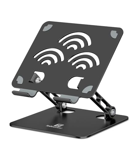 Adjustable Tablet Stand for Desk, Premium Aluminum Holder for iPads, Tablets, Kindles, Switch, Phones, and All Devices up to 14 Inches. Portable and Foldable Black, Plus Size - color: Black, size: Plus Size