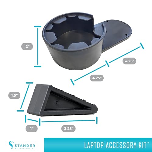 Stander Laptop Accessory Kit, Cup Holder and Anti-Slip Rubber Elevated Computer Laptop Wedges for Stander Wonder Tray and Able Life Overbed Tables