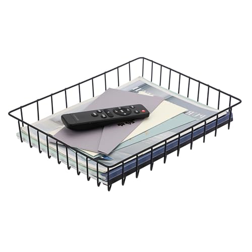 BTSKY Multipurpose A4 File Tray Wire Desk Organizer - Elegant Letter Size Documents Storage Basket for Office, Cosmetics, Bathroom (Black) - color: Black