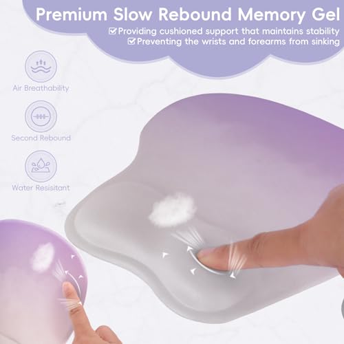Mouse Pad with Wrist Rest Ergonomic Mouse Pad with Comfortable M-Shape Pain Relief Wrist Support Non-Slip PU Base Mousepad for Laptop, Office & Home (Lilac) - color: Lilac