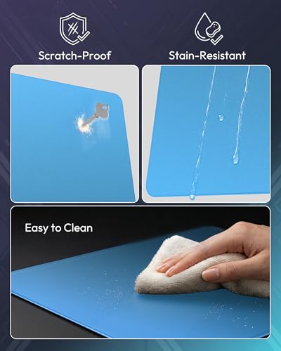 Tempered Glass Gaming Mouse Pad, Micro-Etched Ultra-Smooth Surface, Hard Mouse Pad for Fast Glide, Precision Tracking, Speed & Control, Non-Slip Base, 16.1" x 12.2" - color: Blue