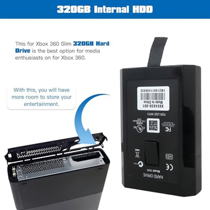 USonline911 2026 Upgraded 320GB 320G Internal HDD Hard Drive Disk Disc for Xbox360 Xbox 360 S for Slim Games
