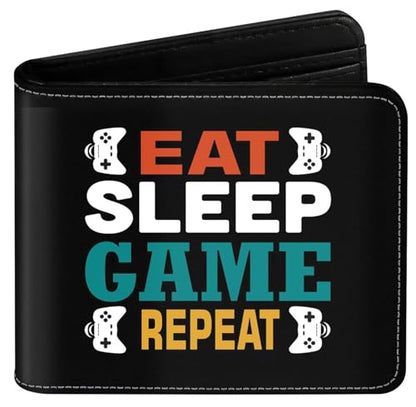 EXXBYELI Boys Wallet Gamepad Leather Wallets Credit Id Card Cash Holder Black Rfid Blocking Zipper Cute Cool Funny Aesthetic Wallets With Coin Pocket Id Window Teen Wallets for Boys Teenager Wallet - color: games-text-12