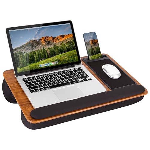 LAPGEAR Home Office Pro Lap Desk with Wrist Rest, Mouse Pad, and Phone Holder - Espresso Woodgrain - Fits up to 15.6 Inch Laptops - Style No. 91612 - color: Espresso Woodgrain, size: Home Office Pro W/Wrist Rest