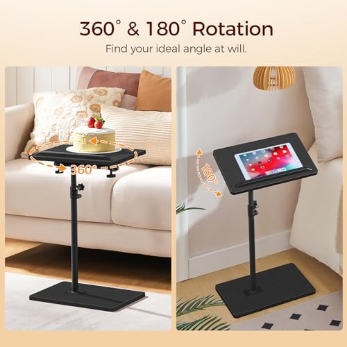 MAHANCRIS TV Tray Table, Height Adjustable TV Trays with 360° Swivel, Space-Saving Side Table for Couch, Multi-Functional Sofa Table with Anti-Slip Bar, Bedside, Black ETBK4501 - color: Black