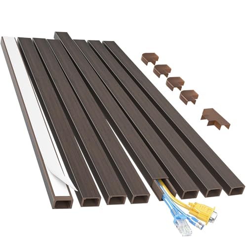 Yecaye Cord Hider, 113in Medium Cord Covers for Wires on Wall, Cord Organizer for 2-3 Wires, Easy Install Cable Management Kit, TV Cable Hider for Home Office, W0.95in H0.55in, Darkwood - color: Darkwood, size: Medium