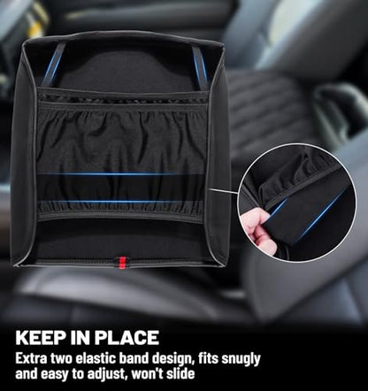 Center Console Armrest Cover for Chevy Chevrolet Silverado/GMC Sierra 2019-2026, Tahoe & Suburban & Yukon 2021-2026, PU Leather Middle Console Cover Protector Pad, Truck Interior Accessories - style: Bucket Seat 2019+
