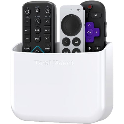 TotalMount Hole-Free Remote Holder – Eliminates Need to Drill Holes in Your Wall (for 2 or 3 Remote Controls – White – Quantity 1) - color: White