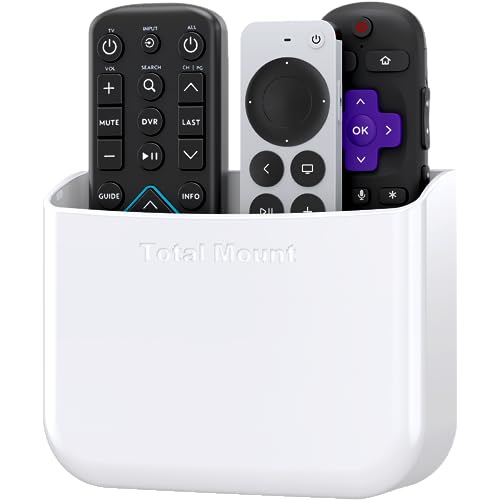 TotalMount Hole-Free Remote Holder – Eliminates Need to Drill Holes in Your Wall (for 2 or 3 Remote Controls – White – Quantity 1) - color: White