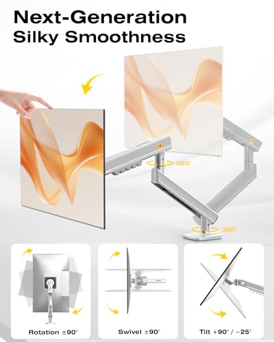 NB SmooVex™ Single Computer Monitor Mount, Monitor Stand fits up to 32 Inch, Mechanical Spring Monitor Arm, VESA 75/100 mm, Model-A5 (Silver) - color: Silver