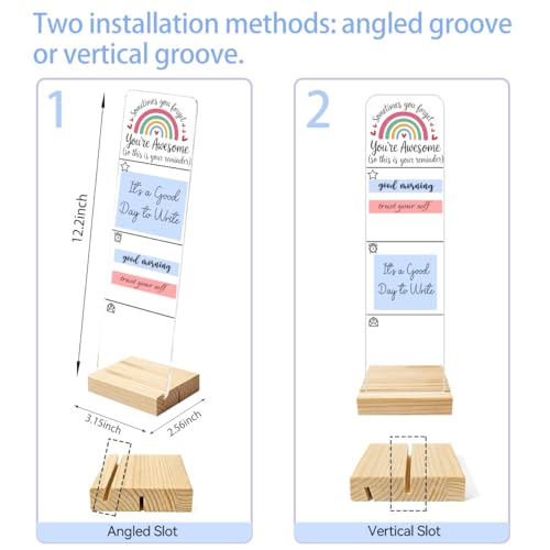 Sticky Notes Monitor Memo Board, Acrylic Portable Note Holder with Removable Wooden Base, “So This is Your Reminder” Logo Desk Set Includes 200 Sheets Two Sizes Sticky Notes, Office Desk Accessories - color: Reminder