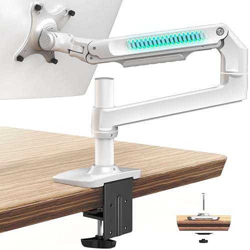 Ergounion Heavy Duty Single Monitor Arm, Mechanical Spring Desk Mount for 13-40 Inch Ultrawide Screens, Holds up to 25lbs, High-Grade Aluminum VESA Mount with C-Clamp & Grommet Base, No-Droop, White - color: White, size: Single