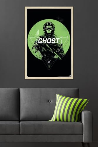 Call of Duty: Modern Warfare 2 - Ghost Emblem Wall Poster, 34L" x 22.4W", Blonde Framed Version - color: Blonde Framed Version, size: 34"L x 22.4"W