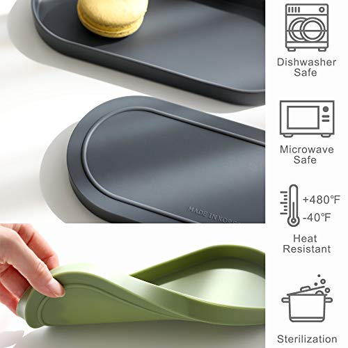 Lazy K Silicone Tray - Small Vanity Tray Organizer - Spoon Rest Holder - Multi-Purpose Modern Kitchen Sink, Bathroom, Counter Organizer (Light Grey) - color: Light Grey-2pcs