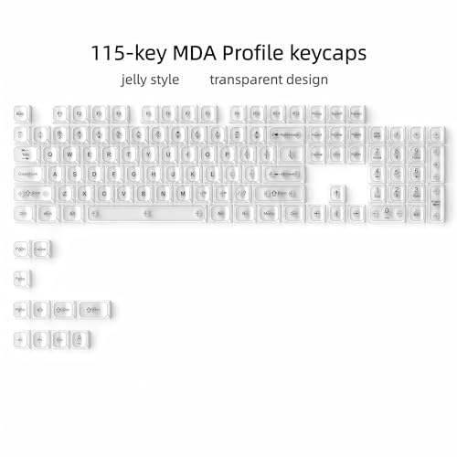 dagaladoo Clear keycaps,Transparent Keyboard keycaps,Jelly Key caps Set,Shine Through keycap，MDA Profile Keyboard caps for Mx Switches Mechanical Keyboard(White) - color: White