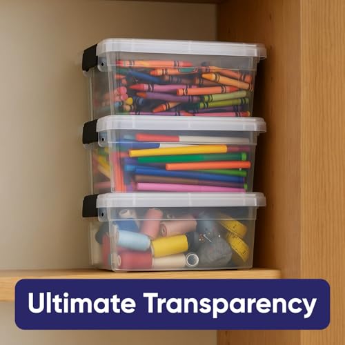 Superio Mini Storage Container Plastic Crayon Box Art Supplies and Sewing Case Stackable Clear Small Organizer for Beads, Stationery, Chalk, and Food, 1.05 Quart, 3 Pack - size: 1.05 Quarts, style: 3 Pack