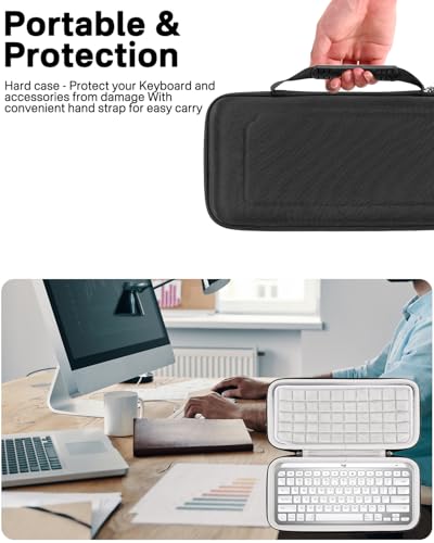 RAIACE Hard Storage Case Compatible with Logitech MX Keys Mini Advanced Illuminated Keyboard. (Case Only, Not Include The Device)- Black(Gray Lining)