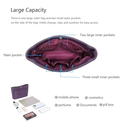 YONEBN waterproof Storage Bag Lightweight Large Capacity nylon Bag Inner Bag Handbag Organizer - color: Pu/Anemone Purple