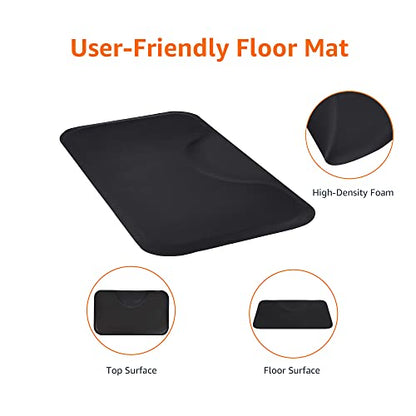 Amazon Basics Rectangular Anti-Fatigue Salon & Barber Shop Floor Mat, Non-Slip Standing Surface, 3ft x 5ft x 5/8 inch, Black