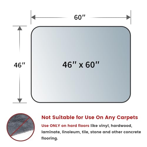 Yecaye Office Chair Mat for Hardwood Floor, Clear Computer Desk Chair Mat, PVC Heavy Duty Floor Protector for Rolling Chairs, 1.7mm Thick Chair Mat (Transparent, 46" x 60" x0.07'') - size: 46" x 60" x 0.07''