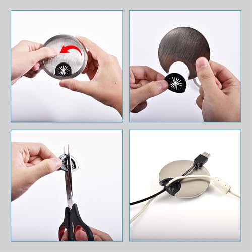 Desk Grommet 2-3/8 Inch 60mm, Zinc Alloy Computer Desk Wire Hole Cover, Office Desktop Cord Cable Hole Metal Ring, Brushed Silver - size: 2-3/8" Brushed Silver