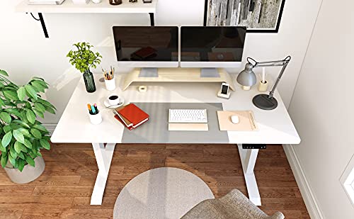 Homall Height Adjustable Electric Standing Desk, 55 x 28 Inches Stand Up Desk, Sit Stand Home Office Desk Computer Workstation with T-Shaped Metal Bracket (White)