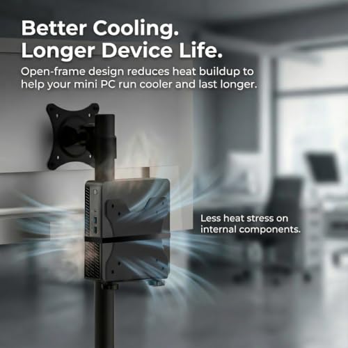 Yimaut Adjustable Mini PC Mount Bracket, VESA 75x75 & 100x100, Supports up to 12 lbs, Mount Behind Monitor, Under Desk, Wall, Monitor Arm or Stand Pole, Thin Client CPU Holder, Fits 0.63–2.76 in Wide