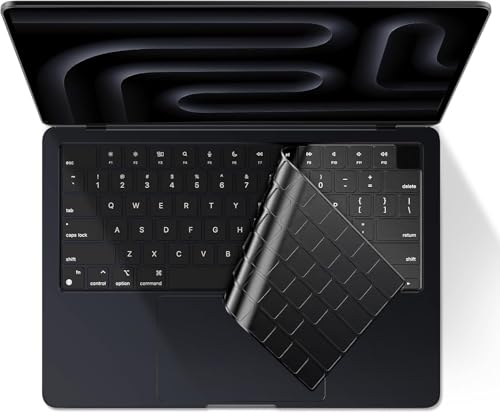 EooCoo Premium Keyboard Cover Skin Protector, Laptop Accessories Compatible with 2026 2025 2024 2023 2022 2021 M5/M4/M3/M2/M1 Pro/Max MacBook Pro 14/16, M5-M2 MacBook Air 13/15, MacBook Neo, Black - color: Tinted Clear