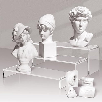 1 Set Large Acrylic Clear Display Risers, 3 Sizes 12" Rectangular Showcase Collectibles Display Shelf, 5 mm Thick Desktop Display Stand Holder for Figures, Jewelry, Perfume, Toys - size: 3 Pcs Acrylic Risers