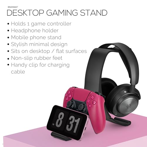 BRAINWAVZ Desktop Game Controller & Headphone Stand Hanger - Stylish, Minimalist Wave Design for PS5, Xbox, Switch, PC & Retro Gamepads (UGDS14) - color: Green