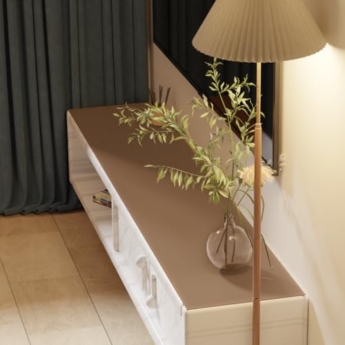 Faux Leather Table Cover,1.8mm Thick,12x84 Inch Desk Cover,Dresser Cover Top,Dresser Protector Top,Dresser Cover,End Table Cover.(Mud Color+Champagne Gold,12x84) - color: Mud Color+champagne Gold, size: 12×84inch