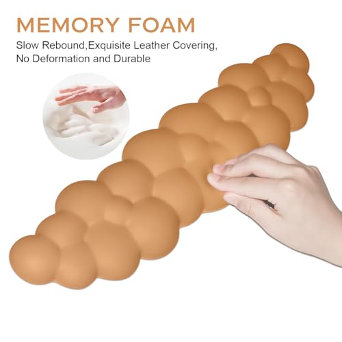 JIKIOU Upgrade Leather Cloud Keyboard Wrist Rest, Cloud Wrist Rest with Non-Slip PU Base, Comfortable Memory Foam Wrist Rest for Computer Laptop Mac Gaming Office and Pain Relief Christmas Wish Gift - color: 10brown