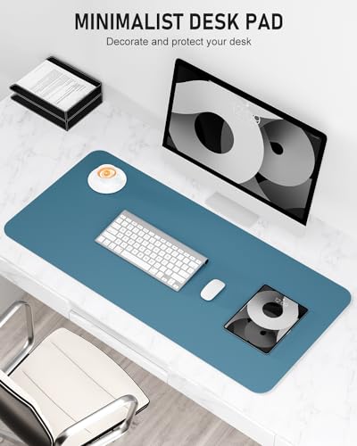 Desk Pad, 35.5" x 17" PU Leather Non-Slip Desk Mat Large Mouse Pad for Desktop, Waterproof Laptop Computer Writing Mat for Office, Home, Work, Gaming, Dark Blue - color: Dark Blue, size: 35.5" x 17"