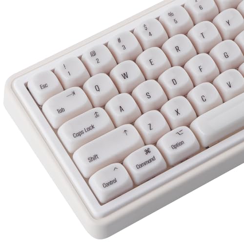 Tsungup MOA Keycaps,136 Keys Cute Ceramic Textured Custom Keycaps 60 75 Percent, Minimalist White Mac Keycap Set Key Caps Keyboard for Cherry Gateron MX Swithes Mechanical Keyboards(Translucent White) - color: White