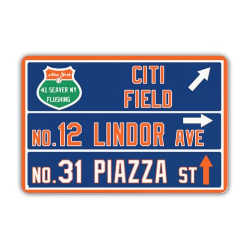 12” x 8” Met Wall Decor Sign Art Poster, NY New York Metal Street Sign, Met Gifts for Boys Men Home Room Decor - color: team 3