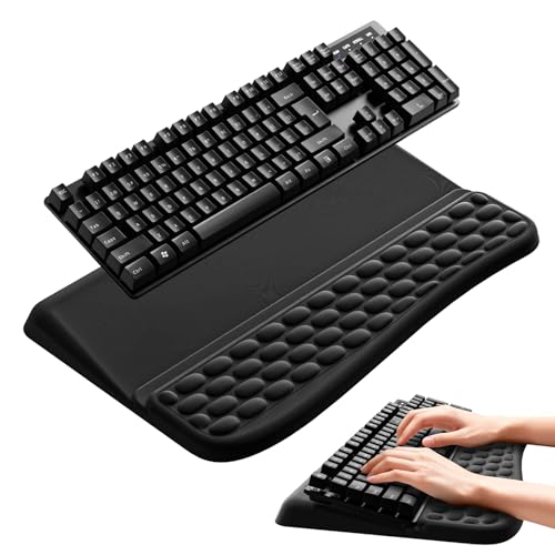 Computer Keyboard Stand with Wrist Rest, Keyboard pad with Wrist Support, Two Adjustable Keyboard Angles, Slow Rebound Comfortable Foam and Skin-Friendly Fabric. Suitable for Office, Gaming, and Home - style: Convenient version
