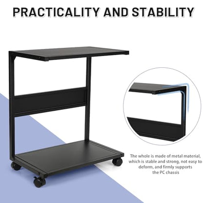 Bfttlity PC Stand Computer Tower Stand 2-Tier Metal CPU Holder with Locking Caster Wheels Suitable for Most PC (L, Black) - size: Large-Black